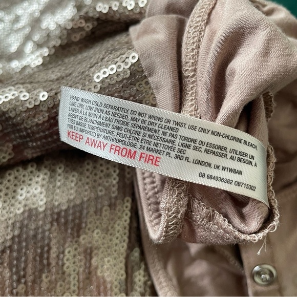 Anthropologie Floreat Sequin Mock Neck Gold Sleeveless Keyhole Bodysuit NWT Sz S - Picture 10 of 12